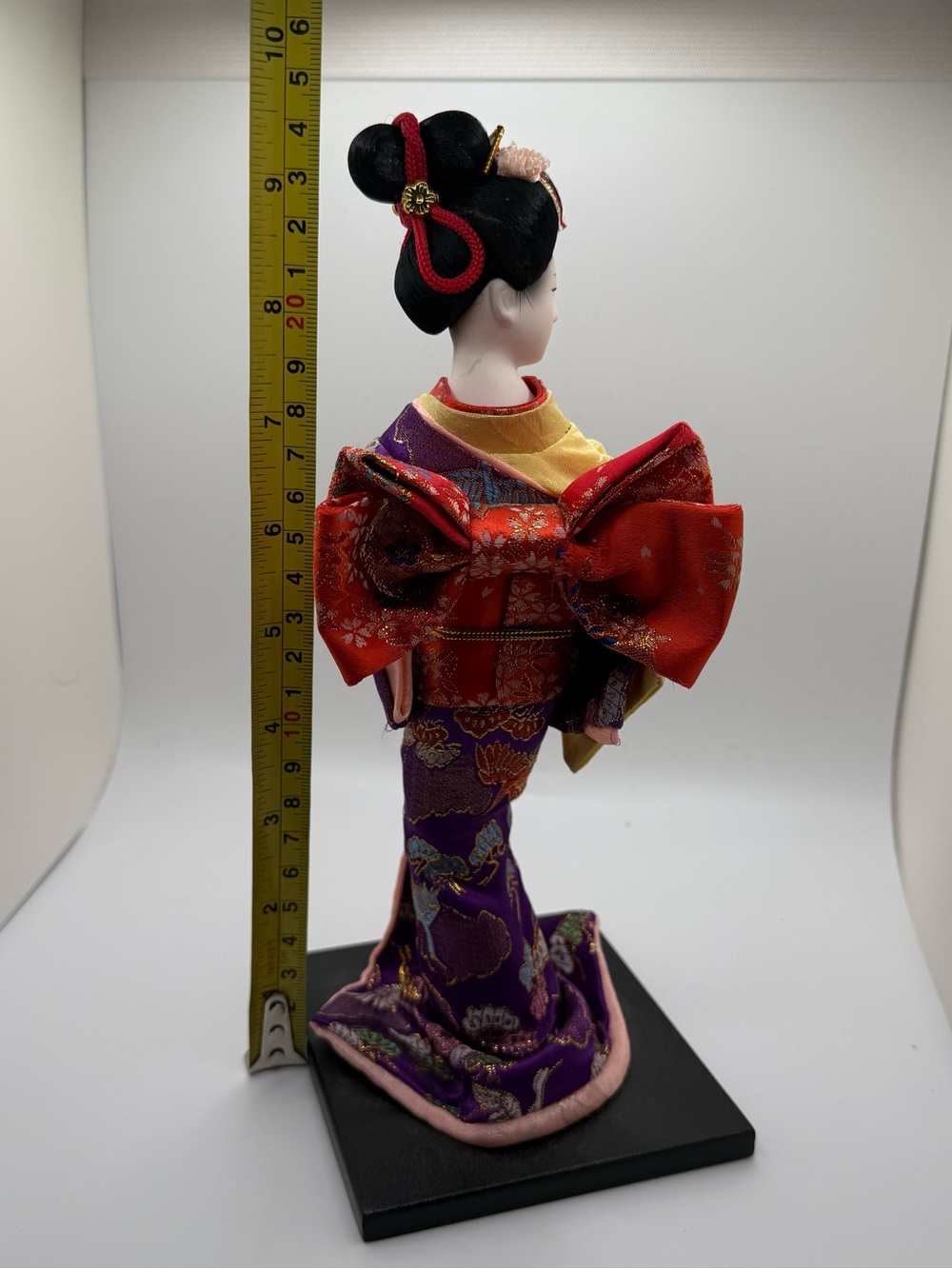 Japanese Geisha Doll with Purple Kimono and Yellow Obi vtg doll - Picture 3 of 5